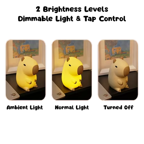 Cute Capybara Night Light Children'S Silicone Nightlight Gift USB Rechargeable Animal Touch Bedside Sleep Lamp Decoration