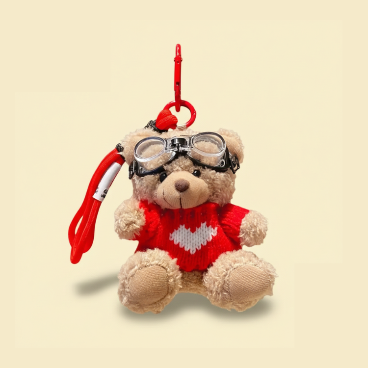 Aviator Bear Plush Keychain