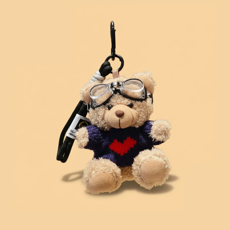 Aviator Bear Plush Keychain