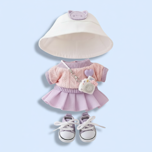 Purple Sweater and Skirt Doll Outfit Set